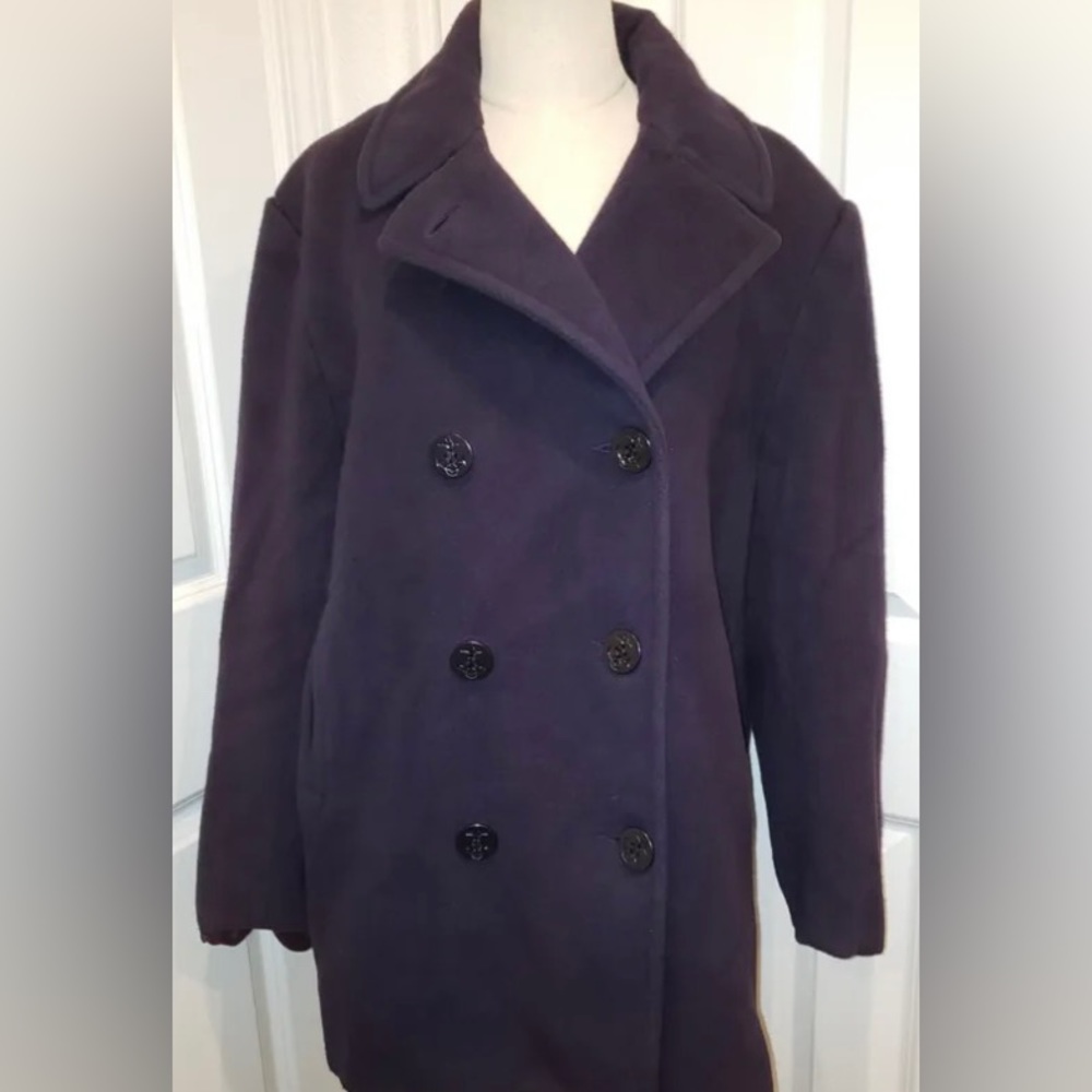 Talbots petite size 4 Navy Blue wool peacoat NWOT